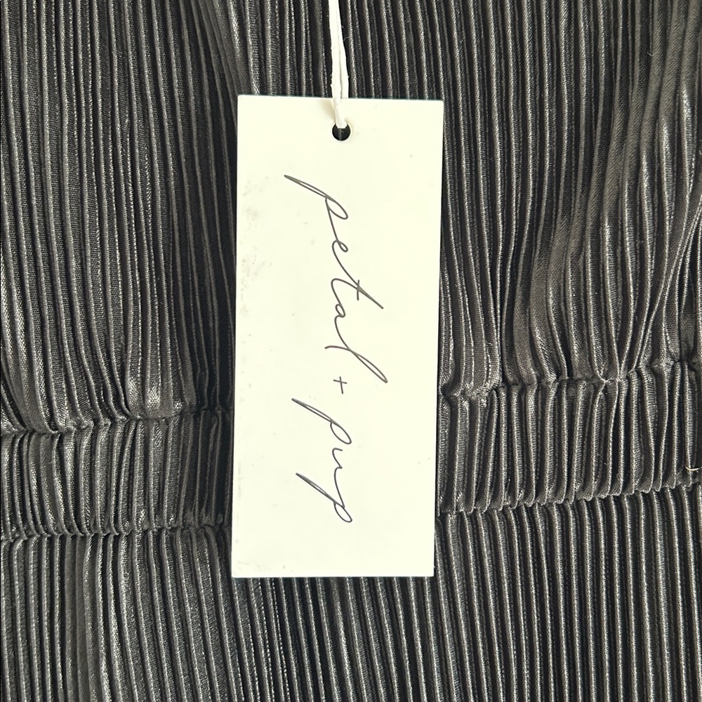 Petal & Pup One Shoulder Pleated Midi Dress-Black